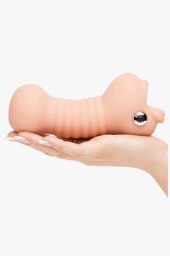 Compact and easy-to-hold design of the Doc Johnson Vicky Vette Deep Throat Sucker, an exceptional blowjob stroker for solo enjoyment.