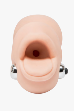 Close-up of the smooth outer design of the Doc Johnson Vicky Vette Deep Throat Sucker, perfect blowjob stroker for intense pleasure.