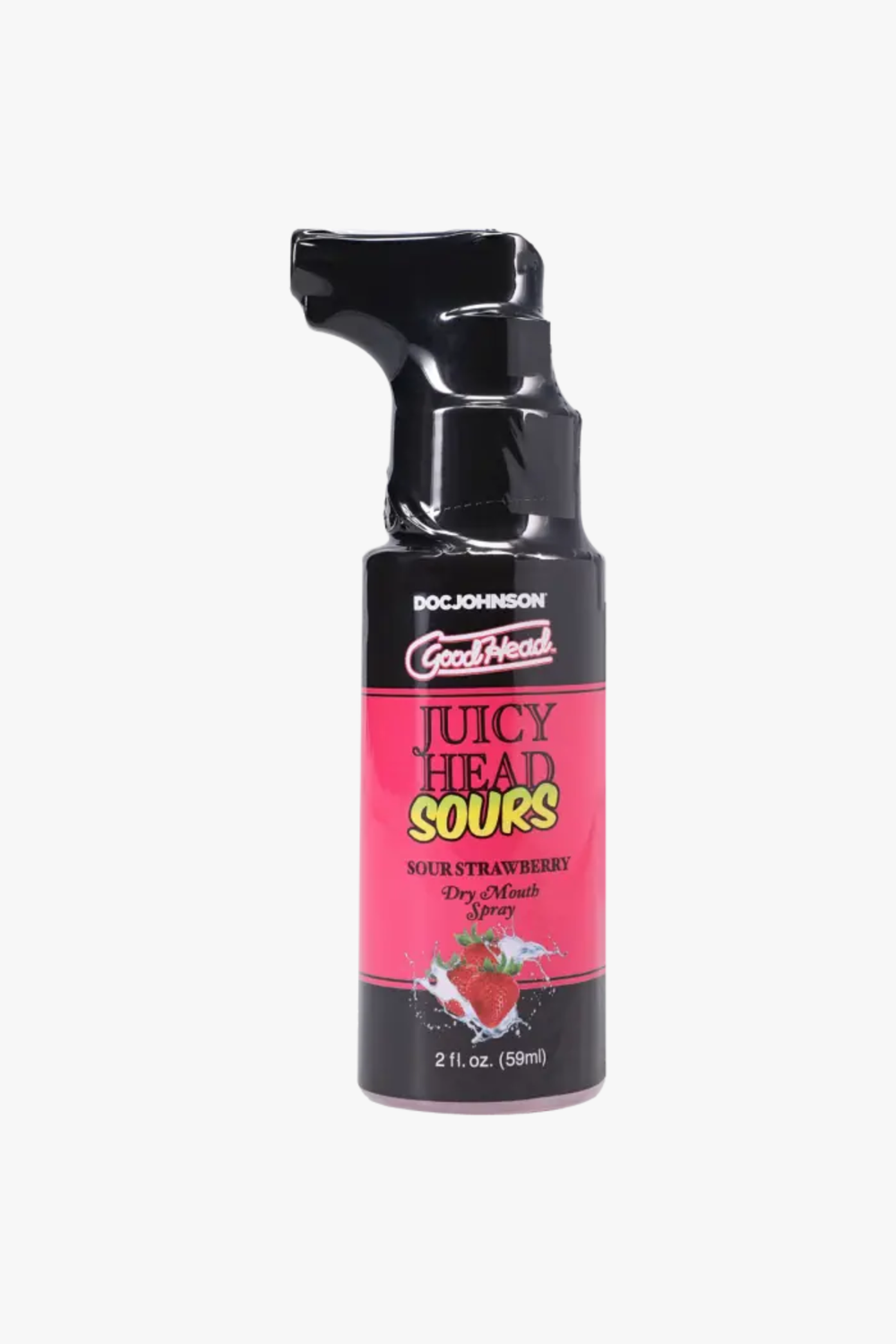 Doc Johnson GoodHead Juicy Head dry mouth spray in a small spray bottle, designed for oral freshness and dry mouth relief.