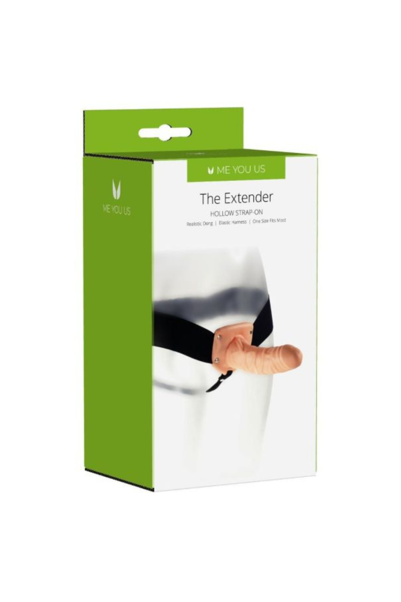 The Extender Hollow Strap-On with Handsfree Harness | 6.5" Size Extension - highlighting the body-safe latex material and the handsfree design, ideal for intimate exploration.