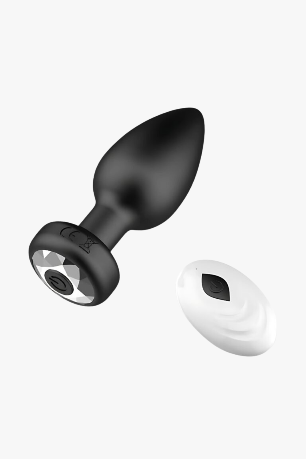 Toosh remote-controlled silicone vibrating butt plug shown with smooth, sleek design and control features, black color, compact size.