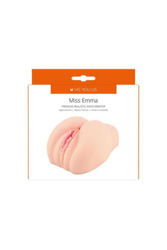 Close-up of the Me You Us Miss Emma premium realistic masturbator in flesh tone with textured interior.