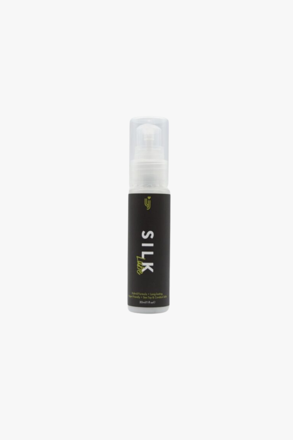 Loving Joy Silk Hybrid Lubricant bottle with sleek packaging, vegan-friendly, paraben-free formula, designed for smooth, long-lasting use