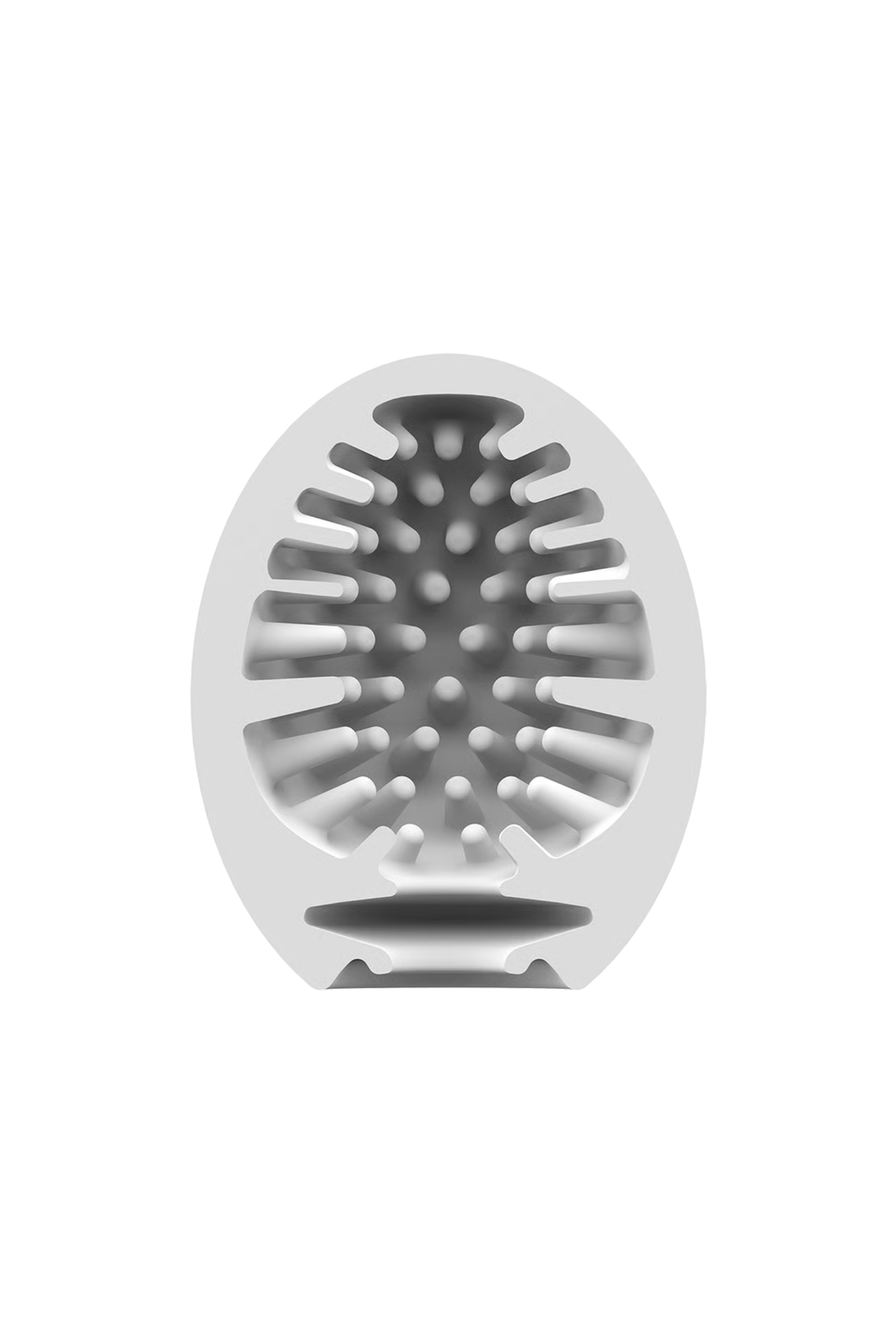 Elegant presentation of the Satisfyer Naughty Masturbator Egg highlighting its nubby texture that offers pronounced stimulation, ideal for sophisticated self-pleasure.