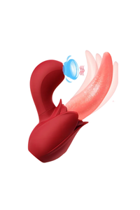 Close-up of the Tongue Toy 2.0 - Twin Rose Sucking and Flicking Licking Waterproof Rechargeable Vibrator showcasing its soft silicone texture, perfect for a premium experience with this tongue licking vibrator.