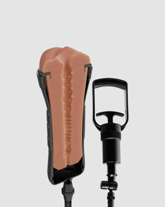 PDX Extreme Wet Pussies Super Sucker XXL Stroker Brown, highlighting the ergonomic design and easy-grip outer case, ideal for an exquisite sucker stroker experience.