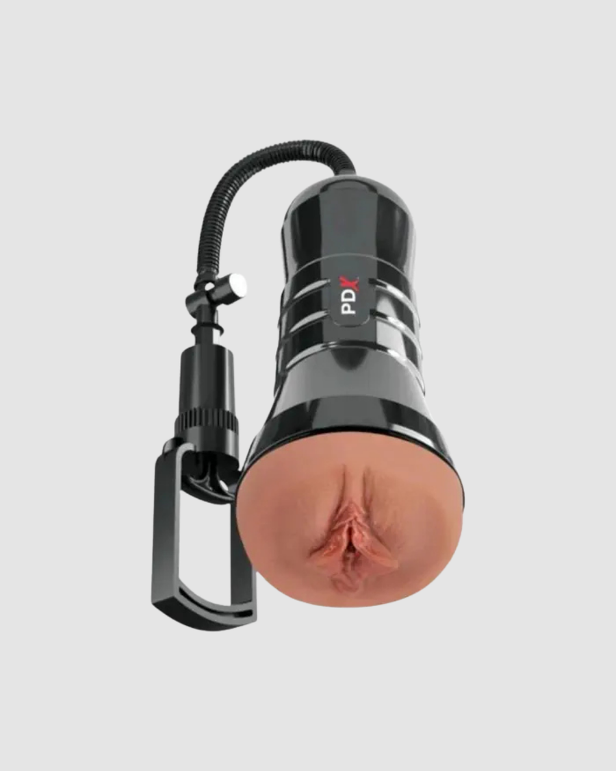 PDX Extreme Wet Pussies Super Sucker XXL Stroker Brown, a luxurious sucker stroker designed for deep pleasure and enhanced stimulation, featuring adjustable suction control and a self-lubricating interior.