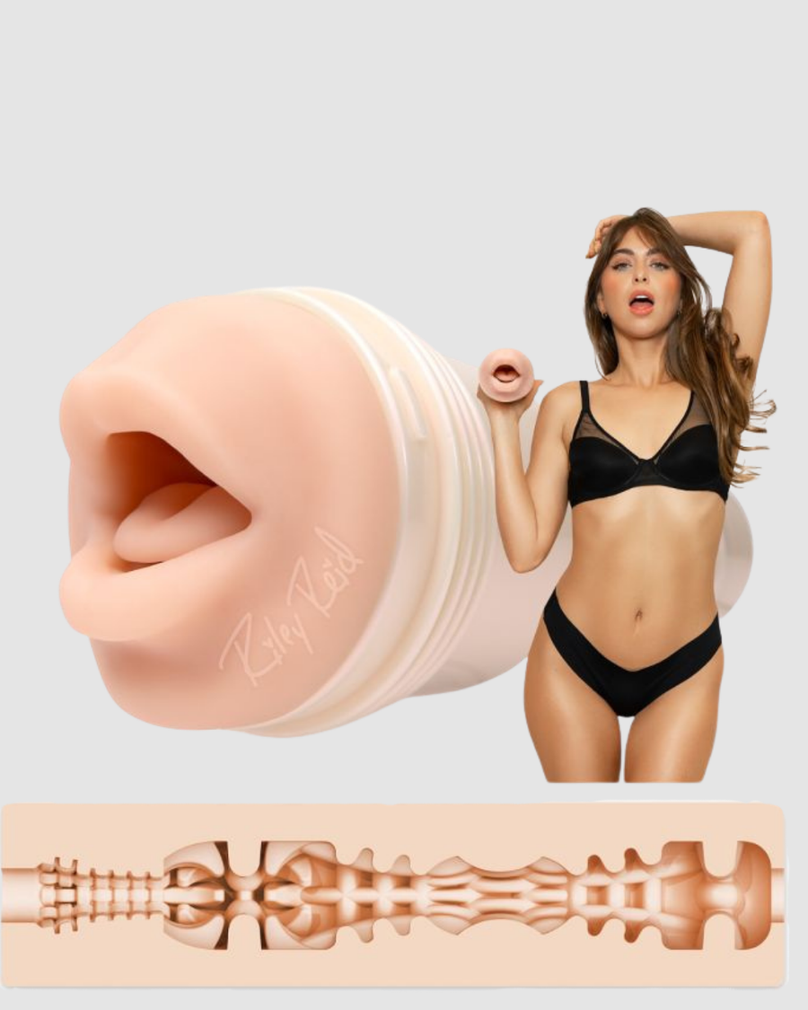 Chic depiction of the Fleshlight Girls Riley Reid Insomnia Blow Job Masturbator paired with high-end décor, reflecting the luxury of personal pleasure.