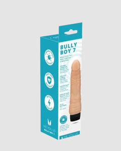 Me You Us Bully Boy 7" Realistic Vibrator in elegant presentation, showcasing its multifunctional design with easy-to-use controls for a bespoke sensory experience.