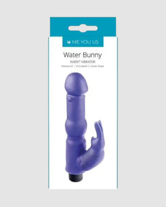 Me You Us Water Bunny Splashproof Rabbit Vibrator Purple in luxurious setting, highlighting its waterproof feature and powerful stimulation as a top rabbit vibrator.