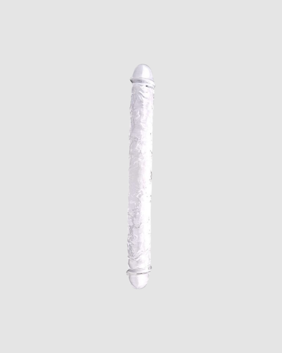 Loving Joy Double Ended Jelly Dildo - luxurious clear design for maximum pleasure and exploration, showcasing the double ended dildo's flexibility.