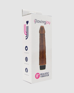 Close-up of the luxurious 8 Inch Realistic Dildo Vibrator emphasizing its body-safe TPE material for comfort and safety.