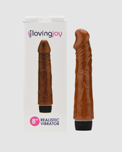 Elegant display of the 8 Inch Realistic Dildo Vibrator featuring flexible design that adapts perfectly to the body contours.