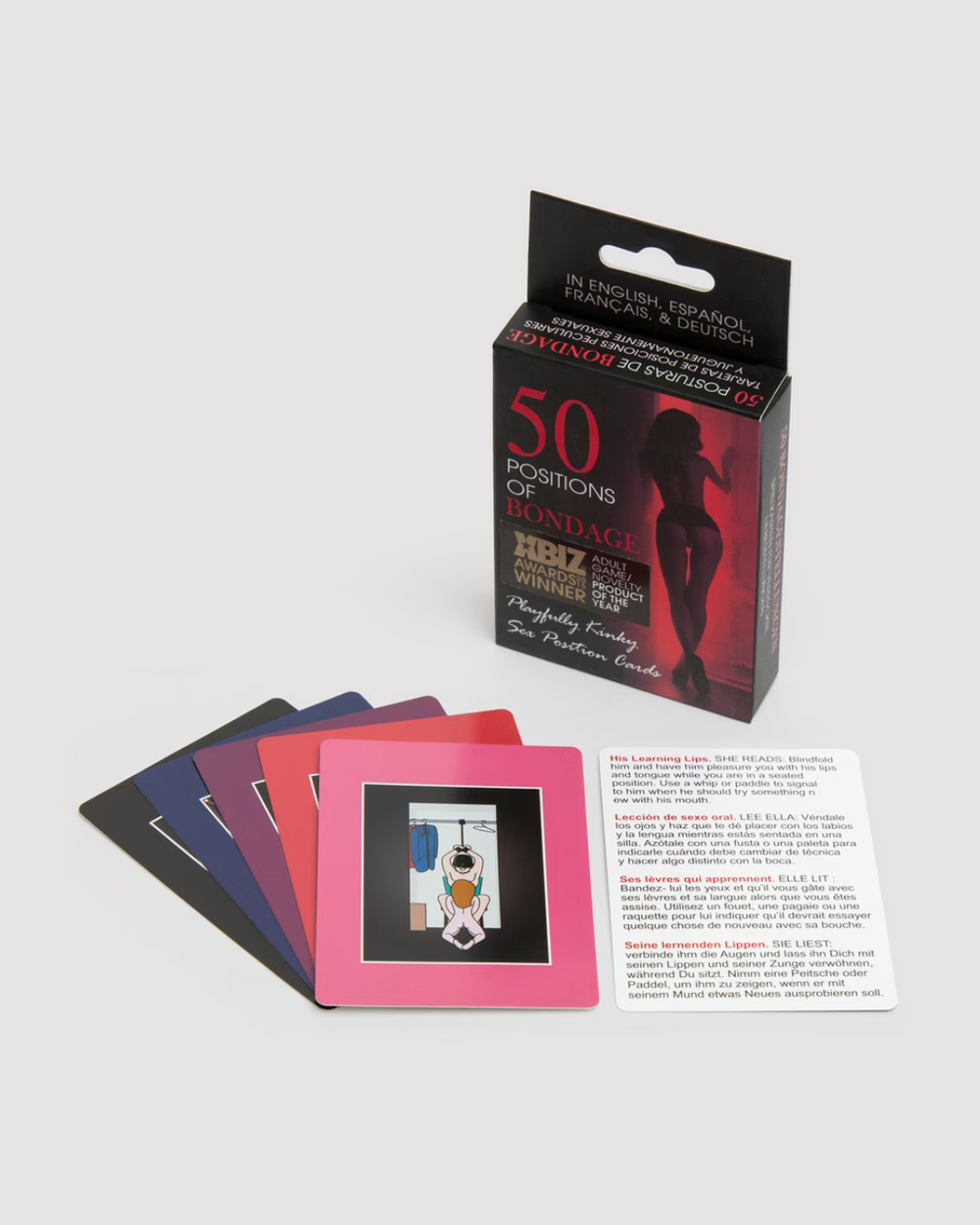 Kheper Games bondage playing cards featuring 50 kinky challenge positions for fun and fantasy with a lover.