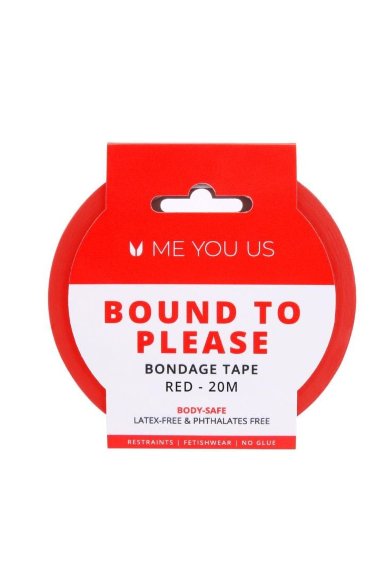 Stylish presentation of Me You Us Bondage Tape, emphasising its versatility for bondage play and aesthetic appeal.