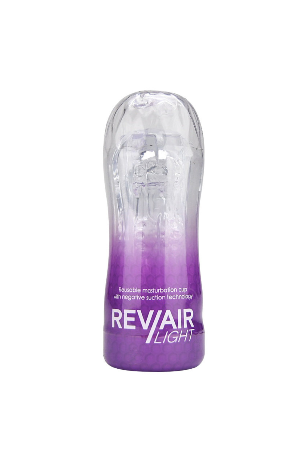 Loving Joy Rev-Air Light reusable masturbation cup with three textured chambers and suction control for enhanced pleasure.