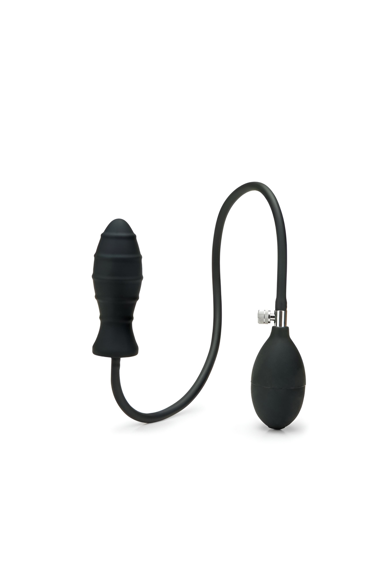 Inflatable Anal Plug with Ribbed Texture and Length Flexibility