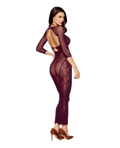 Dreamgirl Cherry Bodystocking Seamless Gown & Shrug Set