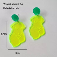 Neon Women Nude Body Line Acrylic Dangle Drop Bold Fun Earrings