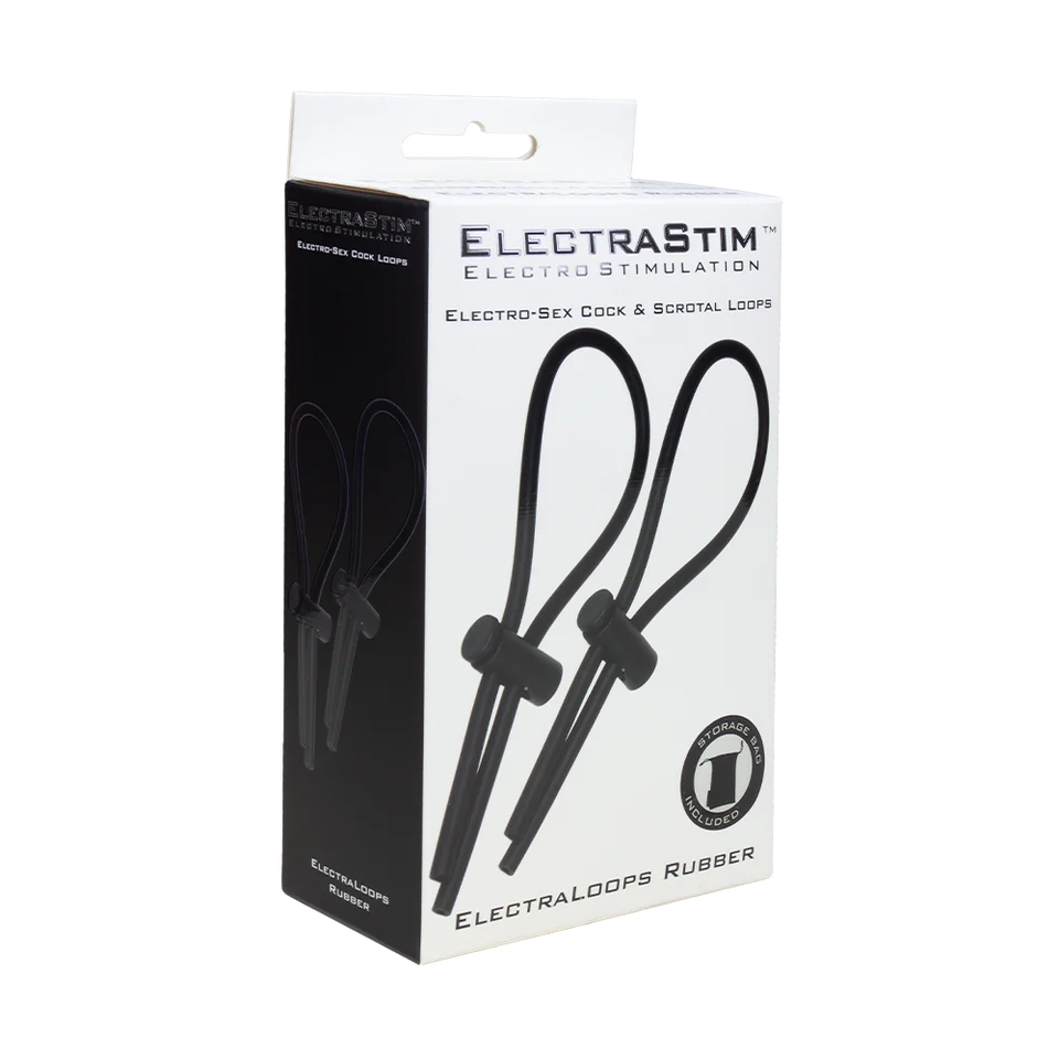 ElectraStim ElectraLoops adjustable rubber electro cock rings for enhanced sensation and orgasm intensity, designed for electro sex.