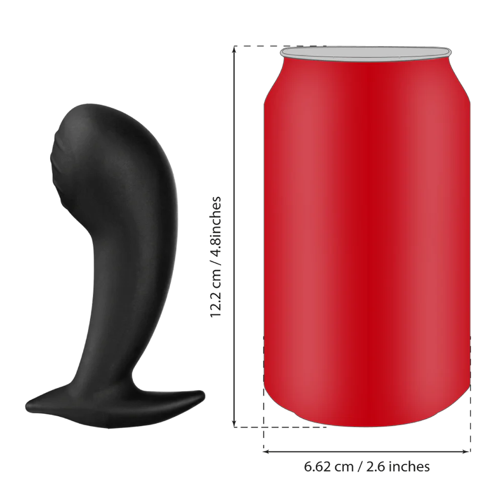 a red can and a black plastic object