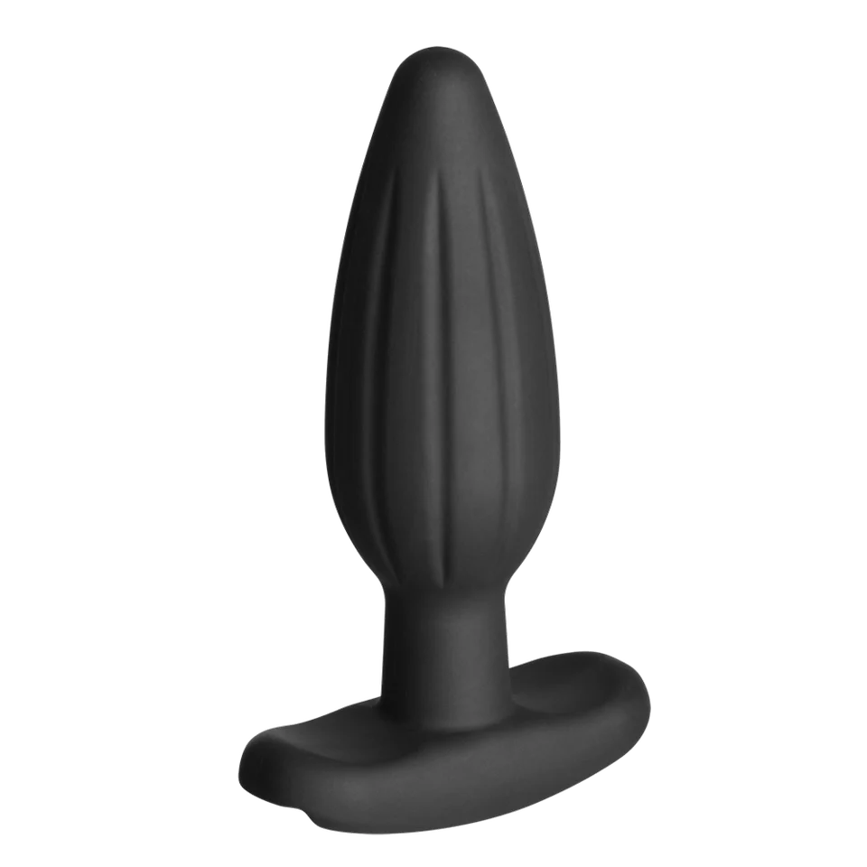 a black vibrating device on a white background