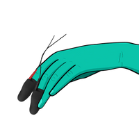 Thumbnail for a hand with a green glove holding a computer mouse