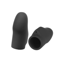 a pair of black rubber booties on a black background