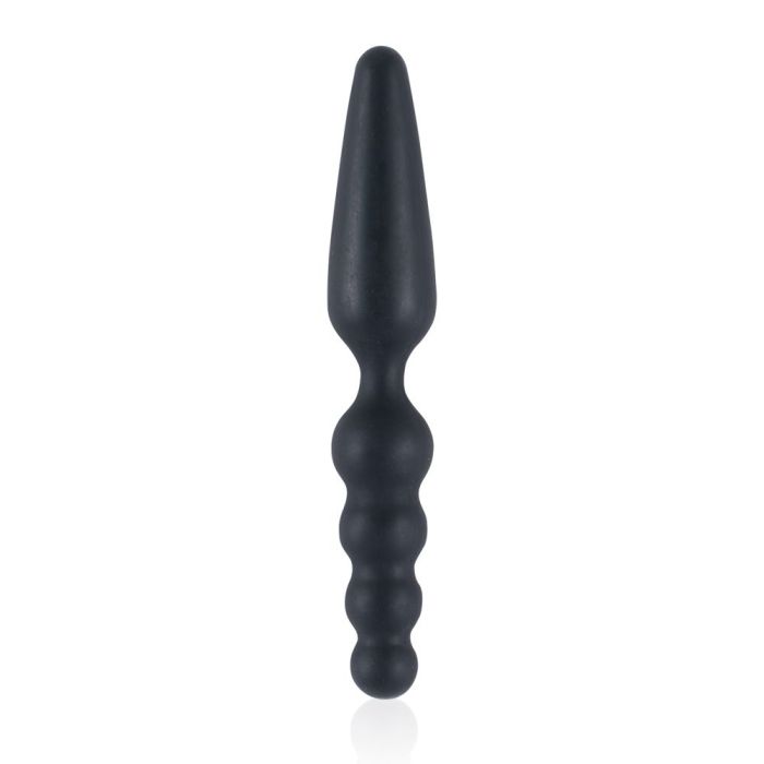 Nanma Dark Stallions silicone dual butt plug in black, 7-inch anal beads with smooth, flexible design for comfortable use.