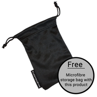 a black microfibre storage bag with a free microfibre storage bag with