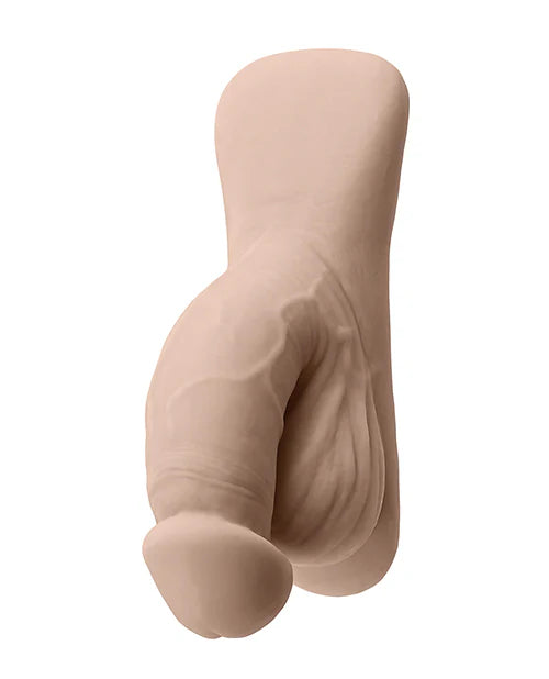 Close-up of Gender X 4 inch Vanilla Packer highlighting the soft and flexible material, designed for comfort and authenticity.