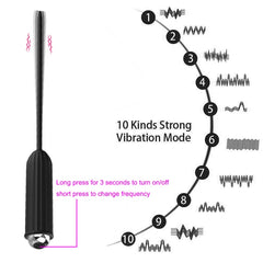 Silicone urethral sounding vibrator for men with removable bullet from Scandals, rechargeable and designed for dilators and soundings.