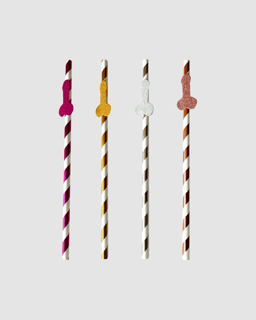 Colorful Gliterrati Penis Cocktail Straws by NsNovelties, featuring novelty design with glitter accents for fun drinks.