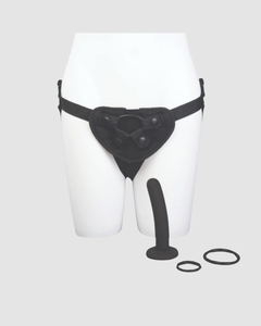 Me You Us Pegging Harness Kit featuring a versatile strap-on with interchangeable O-rings, shown on an Instagram post.