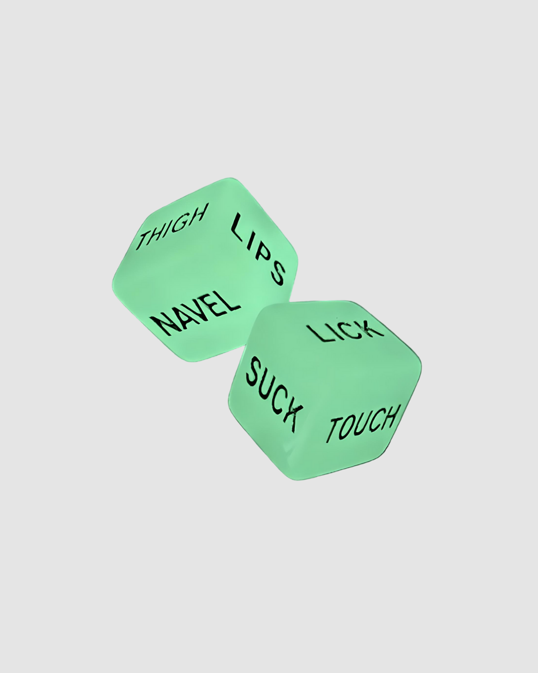 Elegant Glow-in-the-Dark Sex Dice promoting wild play and spontaneous foreplay.