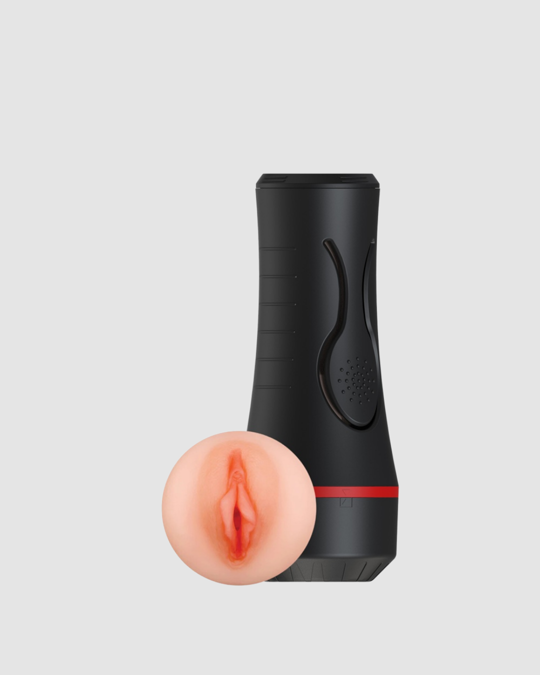 REV Rev-Lite Squeezable Male Masturbator with textured canal, lifelike material, and removable sleeve for realistic sensation.