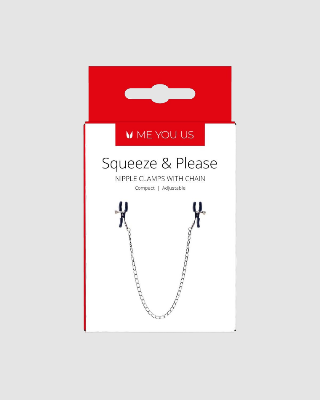 Stylish Squeeze & Please Nipple Chain - Silver, showcasing high-quality nipple clamps for enhanced intensity during play.