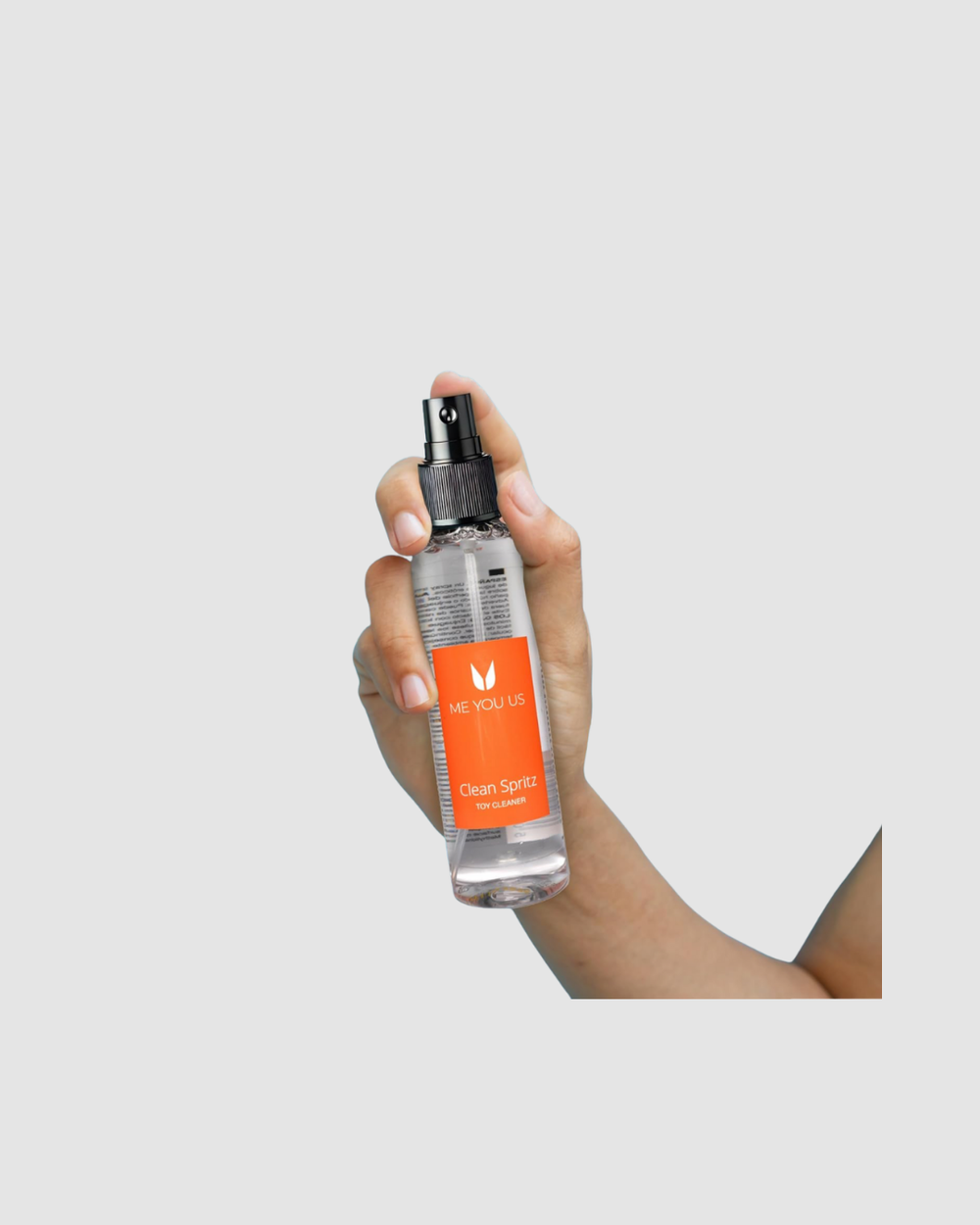 Me You Us Toy Cleaner Spray in a spray bottle, designed for safe, effective cleaning of toys and personal items.