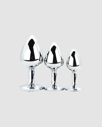 Elegant and smooth, the Toosh Metal Butt Plug Silver Set of 3 offers a satisfying weight, perfect for exploring anal pleasures.