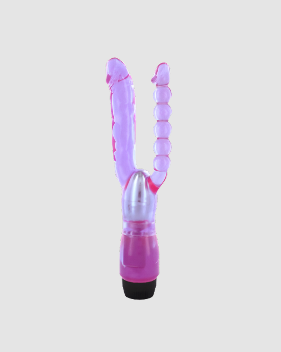 Extreme Dual Penetrator Vibrator showcasing its slender and flexible design, perfect for simultaneous vaginal and anal stimulation.