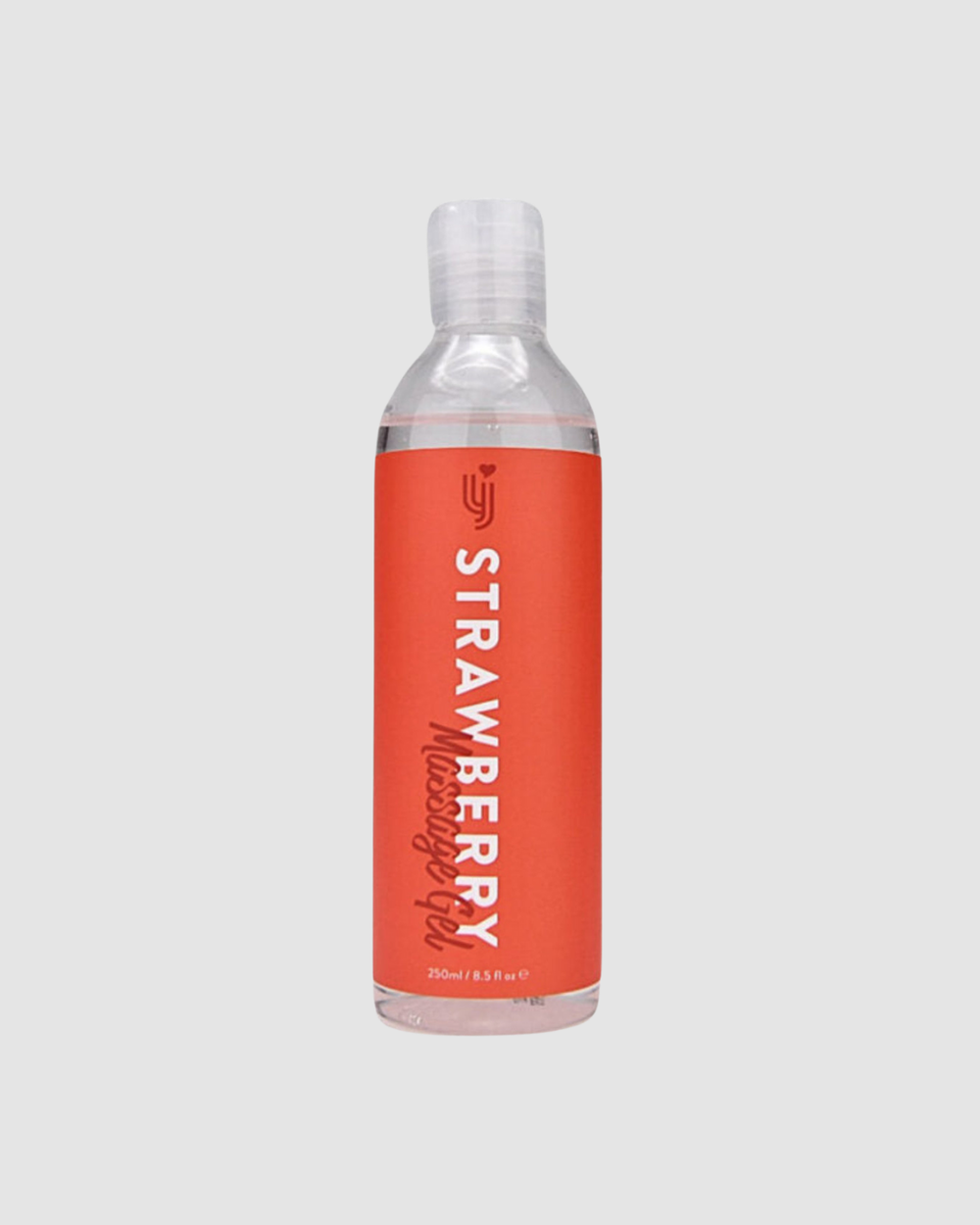 Loving Joy flavored massage gel with nourishing oils and vitamin E, shown in a sleek bottle with silky smooth texture.