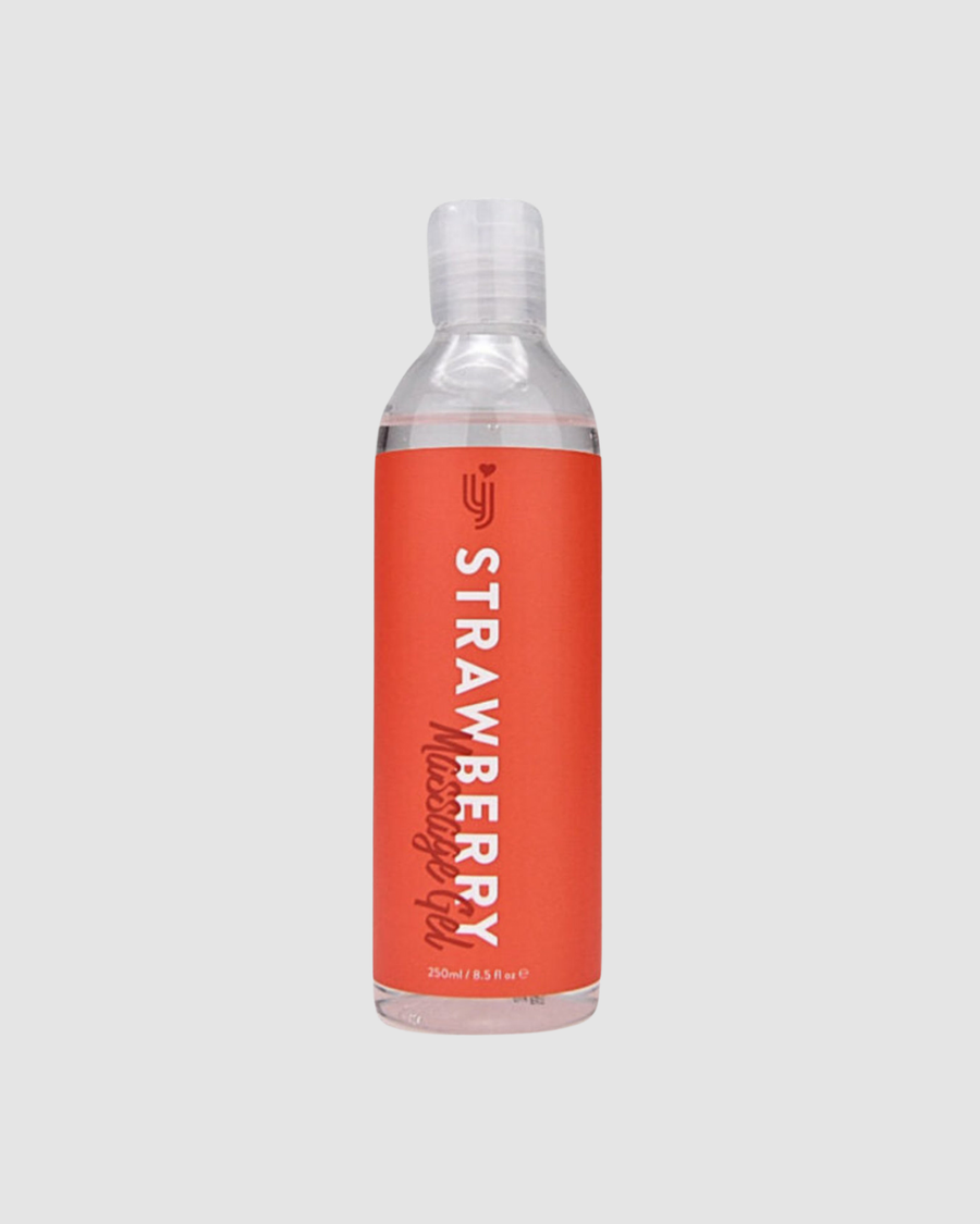 Stylish packaging of Loving Joy Flavoured Massage Gel 60ml, depicting luxurious skin care with nourishing oils and Vitamin E.