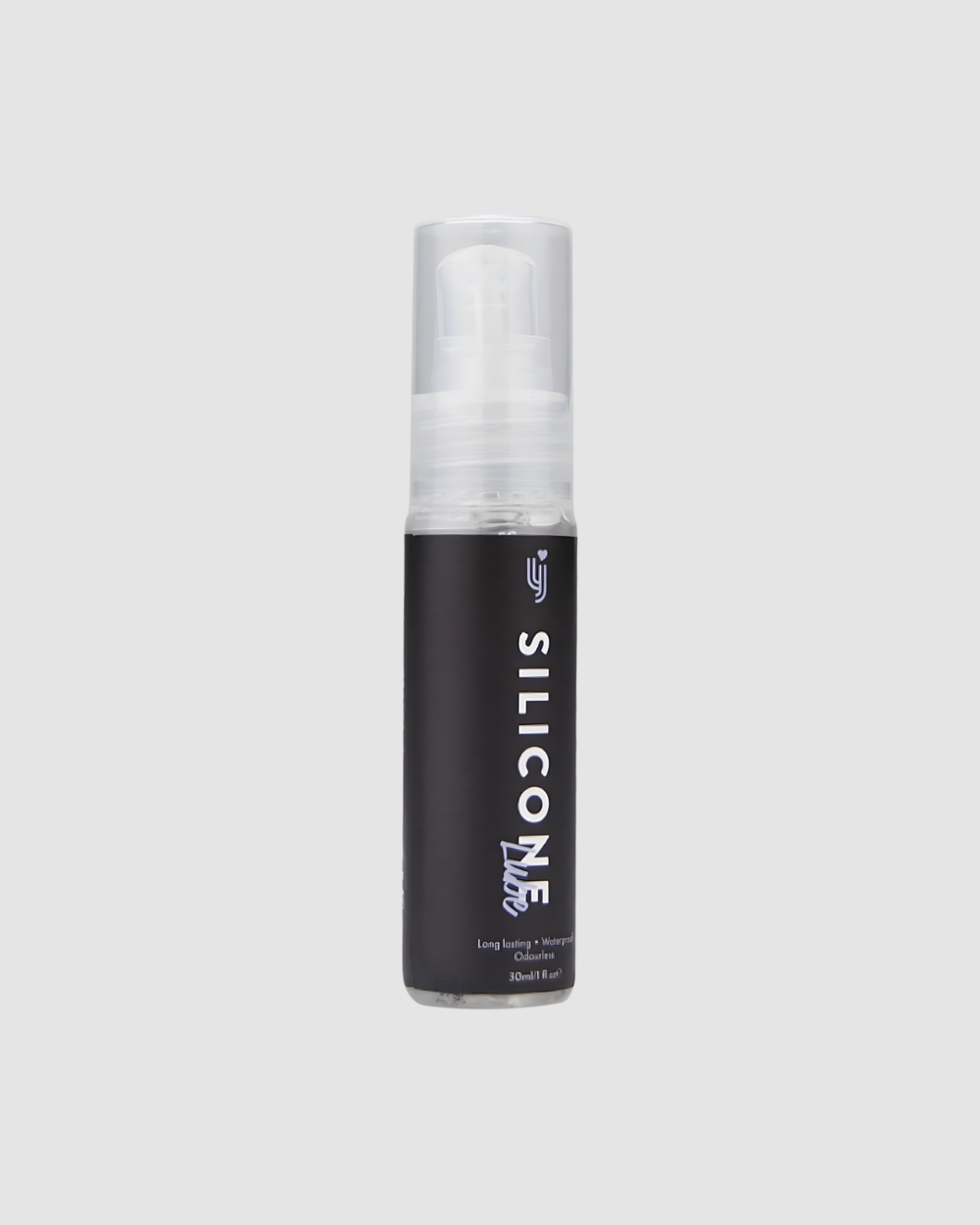 Loving Joy silicone lubricant in a clear bottle with easy dispenser, waterproof and paraben-free, suitable for sensitive skin.