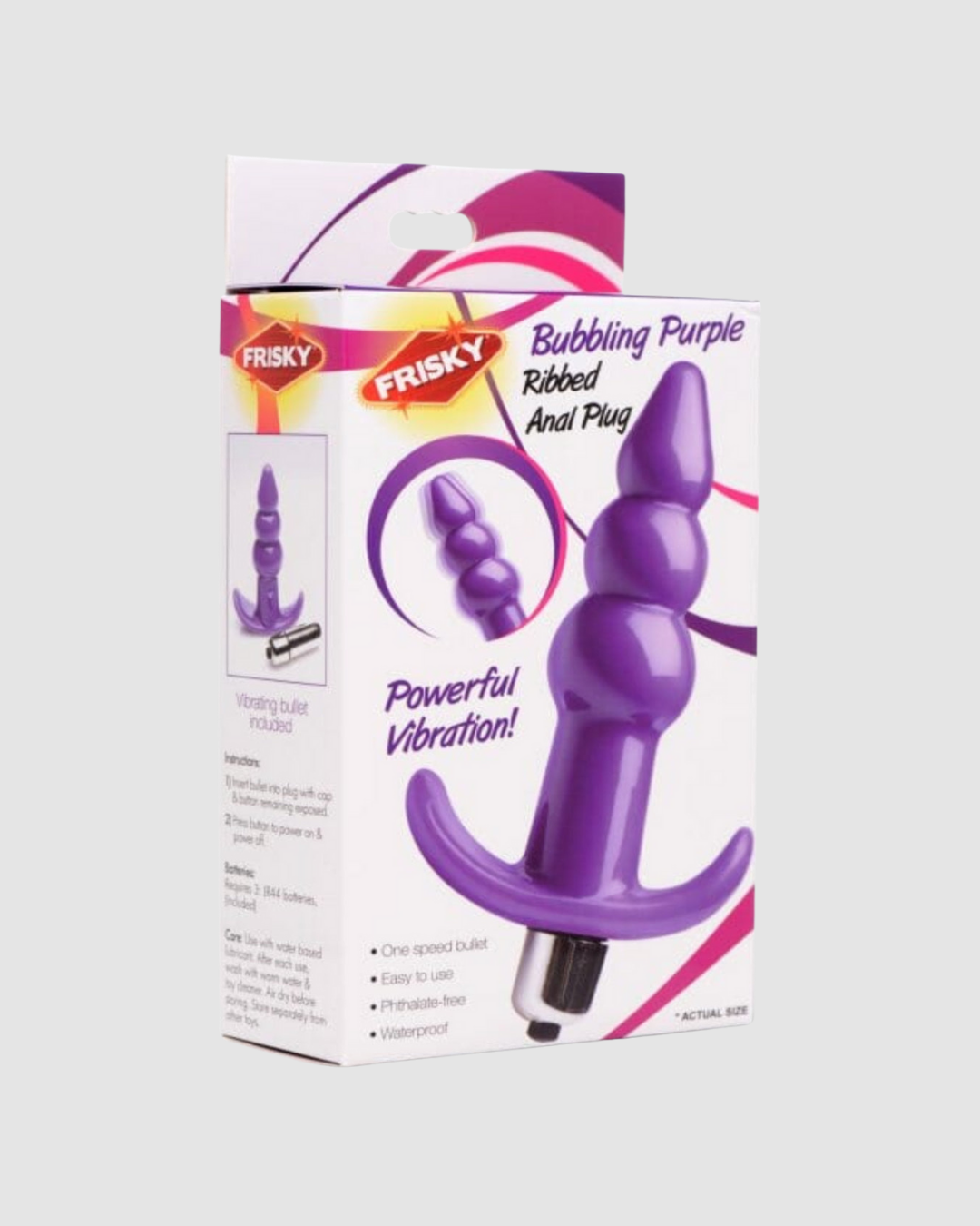 Frisky Bubbling Ribbed Vibrating Jelly Anal Butt Plug