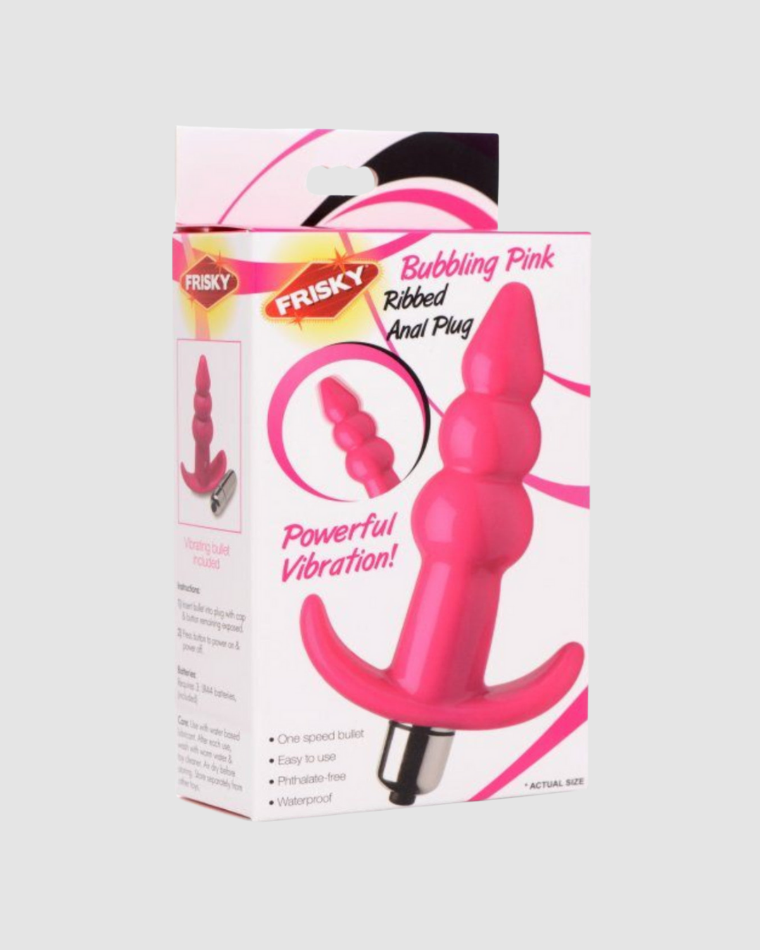 Frisky Bubbling Ribbed Vibrating Jelly Anal Butt Plug
