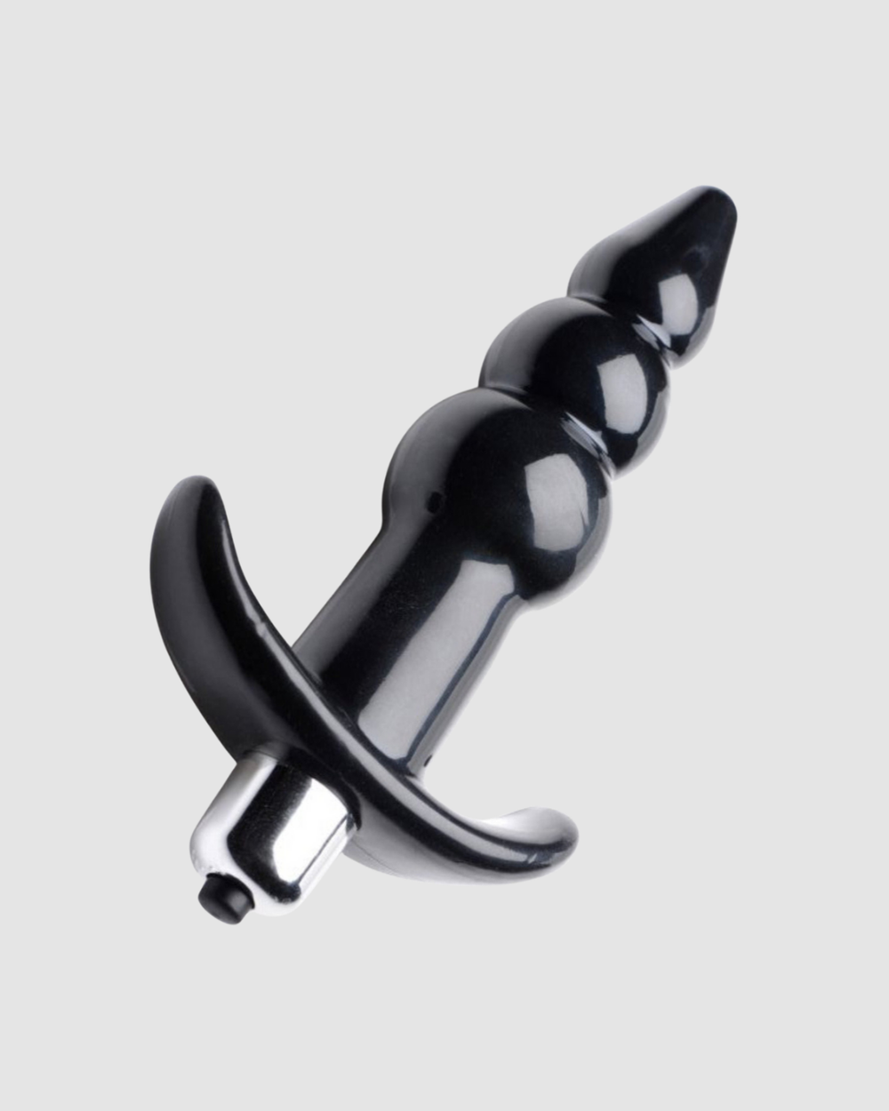Frisky Bubbling Noir Ribbed Vibrating Jelly Butt Plug with textured surface and sleek design for anal pleasure.
