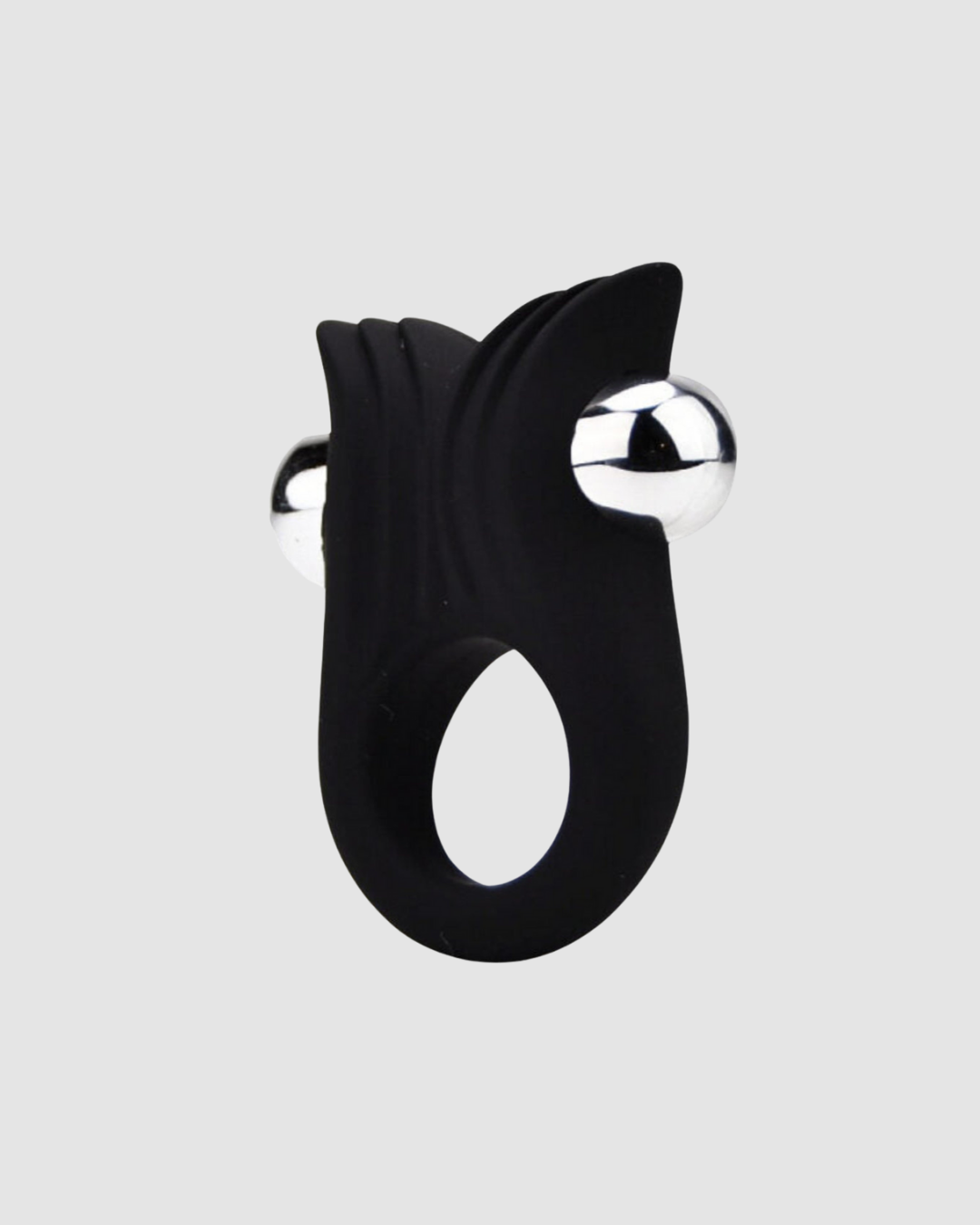 Loving Joy Silicone and Textured Vibrating Cock Ring with clitoral stimulator, designed for dual pleasure in intimate experiences.