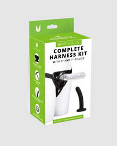 Stylish presentation of the entire Me You Us Complete Harness Kit, perfect for exploring new pleasures.