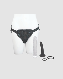 Me You Us Complete Harness Kit showcasing the elegant design of the adjustable strap-on harness for versatile pleasure.