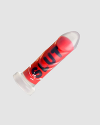 Elegant Master Series Kinky Explicit Words Silicone Dildo featuring the provocative SLUT text, ideal for enhancing intimate experiences with flair.